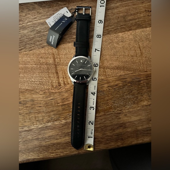 Armani Exchange black leather strap round watch - Picture 7 of 7